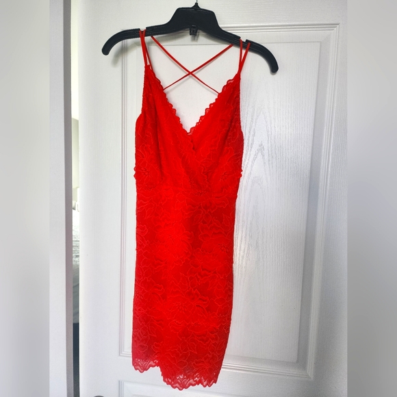 Crimson Coloured Backless Guess Dress - Picture 1 of 4
